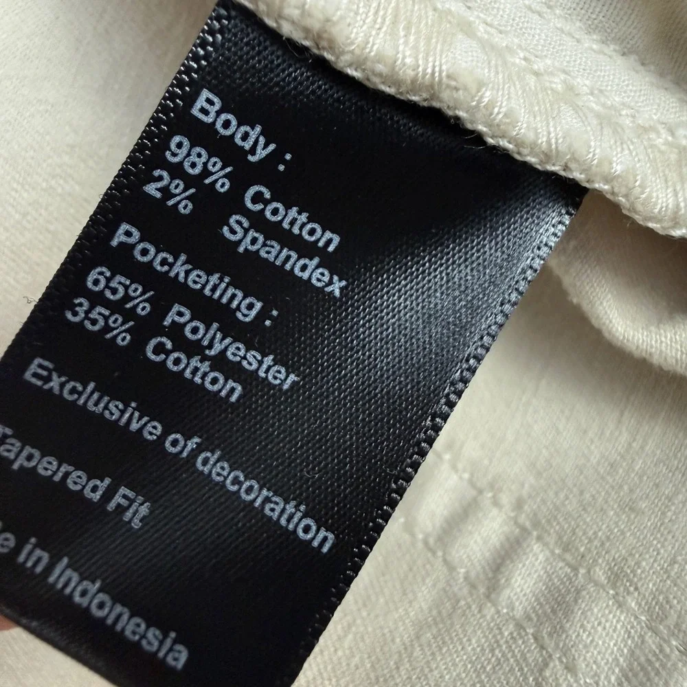 Huckberry Flint & Tinder 365 5-Pocket Pants Mens 38x34 Salt Cream Tapered Fit